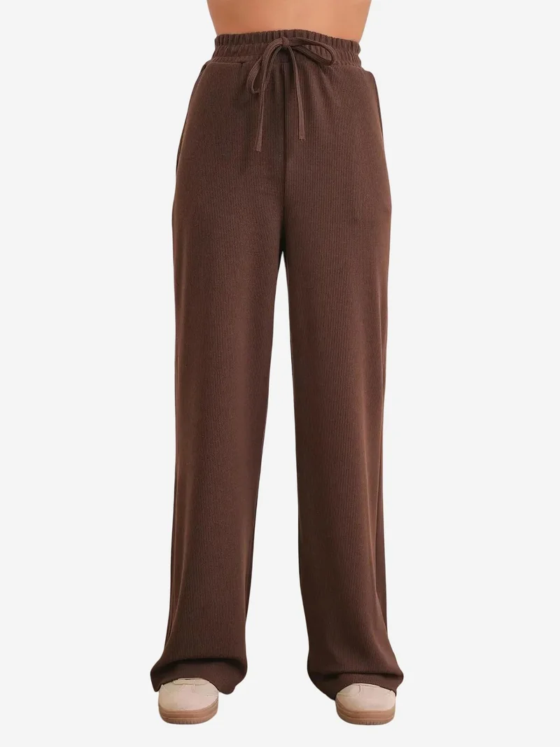 MixRay Mixray Ribbed Straight Leg Pants