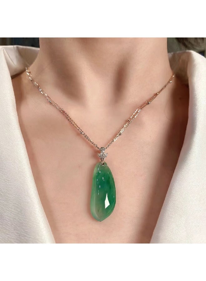 Natural Burmese Icy Jadeite Green Pendant - Image 1