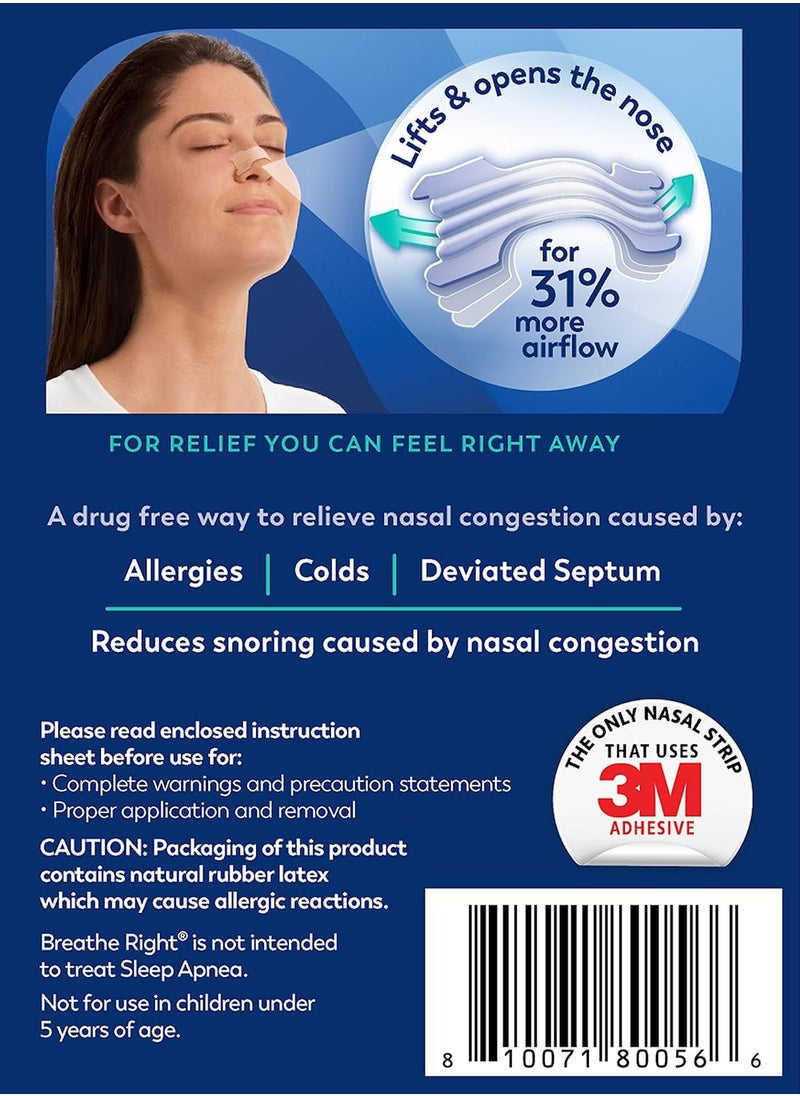 Breathe Right - Pack Of 44 Nasal Strips Extra Strength Clear For Sensitive Skin - Image 1