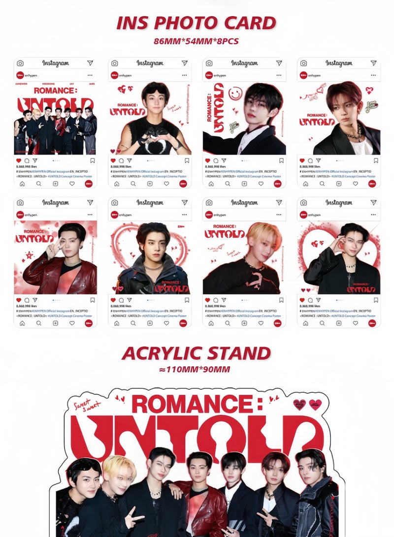 EHOME ENHYPEN New Album "ROMANCE: UNTOLD" Gift Box Includes: Lomo cards, keychains, diary tapes, lanyards, standees, and stickers. - Image 4