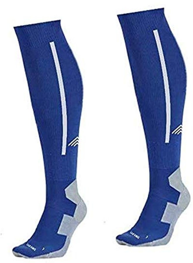 QUADA Medical&Althetic Compression Socks for Men, Nursing Performance Socks for Edema, Diabetic, Varicose Veins,Shin Splints,Running Marathon (Royal Blue with White)
