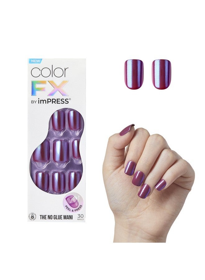 Impress Press No Glue Mani Press-On Nails, Color Fx, 'Infinity', Dark Purple, Short Size, Squoval Shape, Includes 30 Nails, Prep Pad, Instructions Sheet, 1 Manicure Stick, 1 Mini File - Image 1