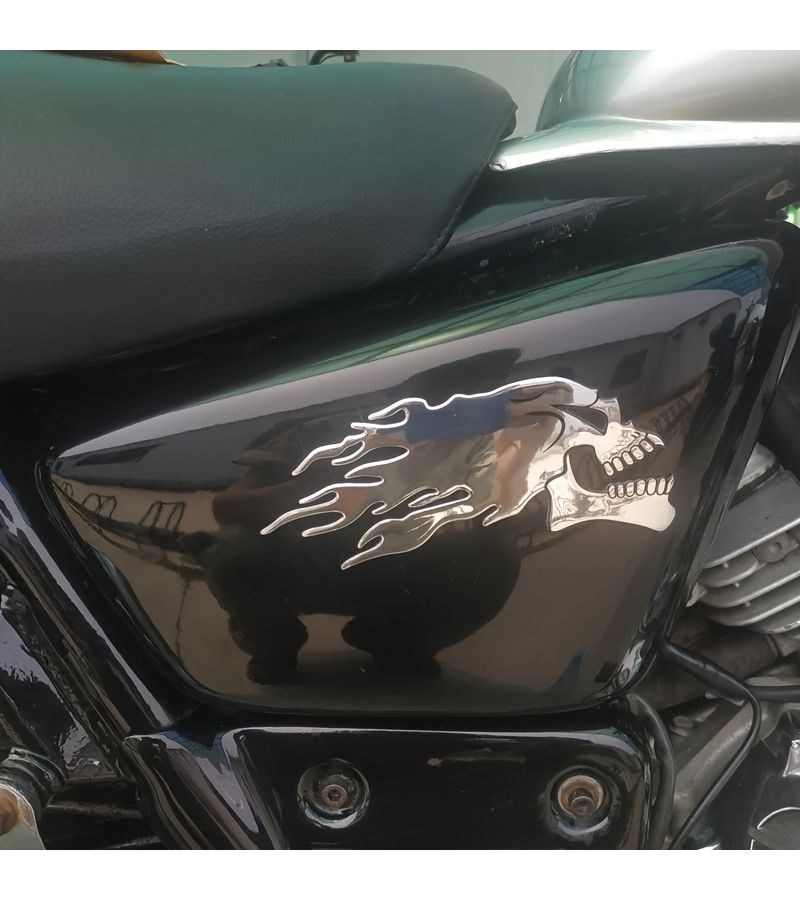 3D Silver Flame Skull Car Motorcycle Emblem Decal Auto Styling Decoration Exterior - Image 4