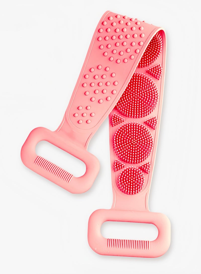 Silicone Bath Body Brush Back Cleaning Exfoliating Body Scrubber,Bath Shower Silicone Body Wash Scrubber Belt for Men and Women,70CM(Pink)  - Image 1