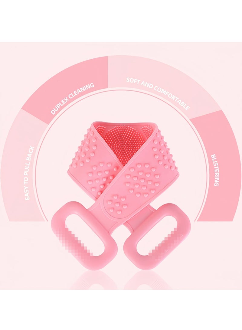 Back Scrubber for Shower,Silicone Back Scrubber for Shower, Silicone Exfoliating Bath Body Brush with Handle for Mens and Womens 70CM(Pink) - Image 5