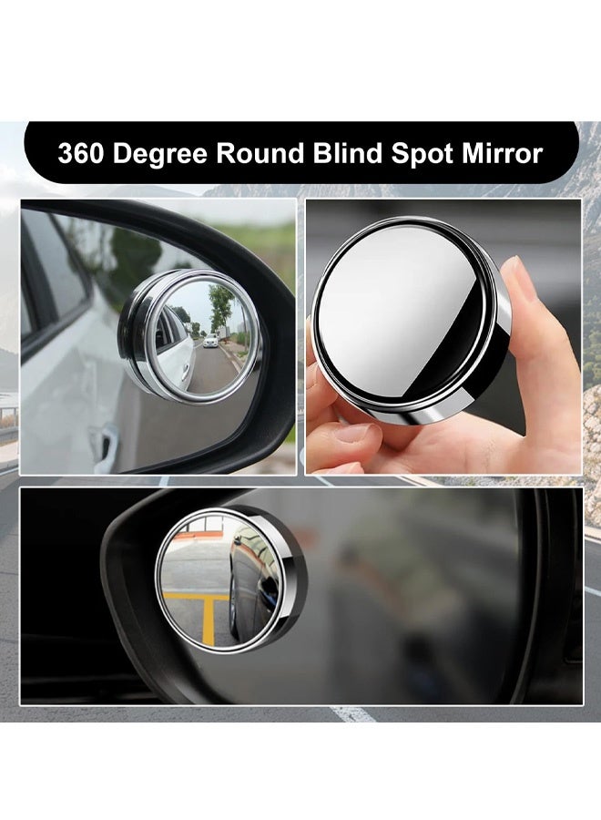 مرايا النقطة العمياء قطعتان، تدور 360 درجة، مرآة فضية مستديرة منحنية محدبة بزاوية واسعة، مضادة للماء عالية الدقة من الزجاج الكريستالي، مرايا النقطة العمياء للسيارات وشاحنات الدفع الرباعي والسلامة المرورية - Image 5
