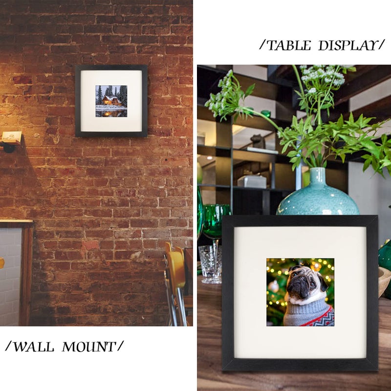 TOFOREVO Picture Frames 8x8 Set of 2 Black Wood Grain Photo Frame for Gallery Wall Mounting or Tabletop Display - Image 5