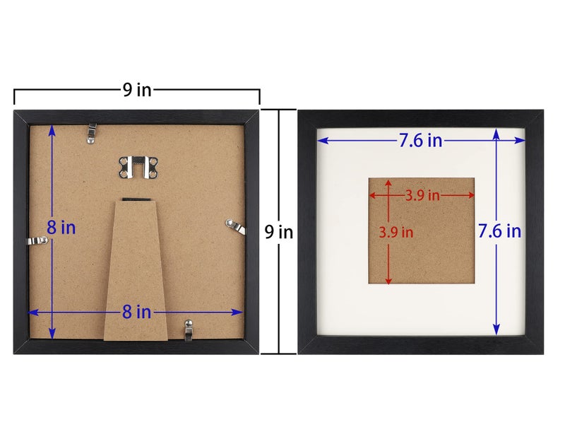 TOFOREVO Picture Frames 8x8 Set of 2 Black Wood Grain Photo Frame for Gallery Wall Mounting or Tabletop Display - Image 3