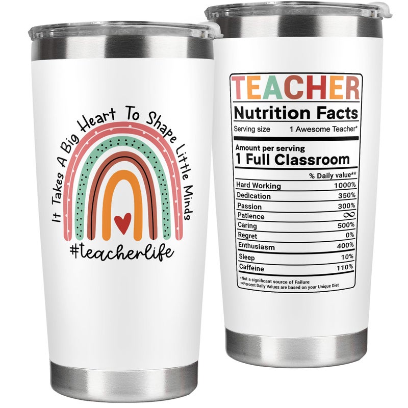 SUCHAGIFT Teacher Appreciation Gifts  Teacher Gifts for Women  Teachers Appreciation Week Back To School Birthday Gift  Thank You Gift Ideas for Teachers Women Daycare  20 Oz White Tumbler