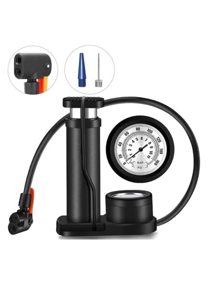Portable Air Pump for Bicycle – 160 PSI Hand & Foot Bike Tire Inflator – Multi-Valve Air Compressor for Football, Basketball, Mountain Bikes & Inflatables – Black - Image 1