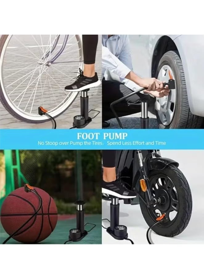 Portable Air Pump for Bicycle – 160 PSI Hand & Foot Bike Tire Inflator – Multi-Valve Air Compressor for Football, Basketball, Mountain Bikes & Inflatables – Black - Image 4