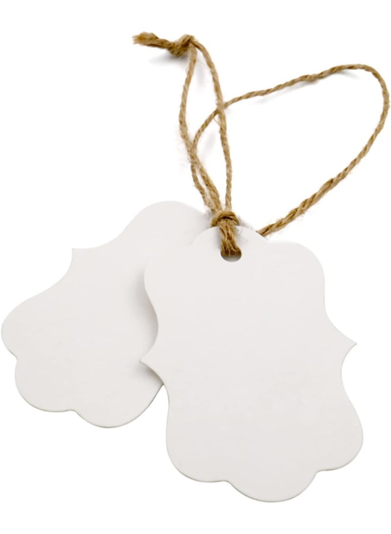 100 PCS Blank Gift Tags with String, Hang Tags, Wedding Favors Tag for Gift Wrapping, DIY Arts & Crafts, Christmas, Merchandise (White) - Image 3
