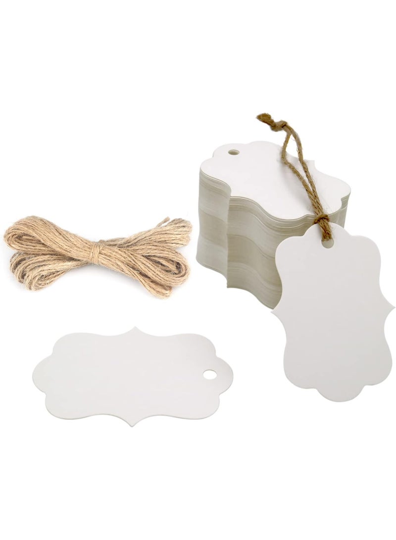 100 PCS Blank Gift Tags with String, Hang Tags, Wedding Favors Tag for Gift Wrapping, DIY Arts & Crafts, Christmas, Merchandise (White) - Image 1