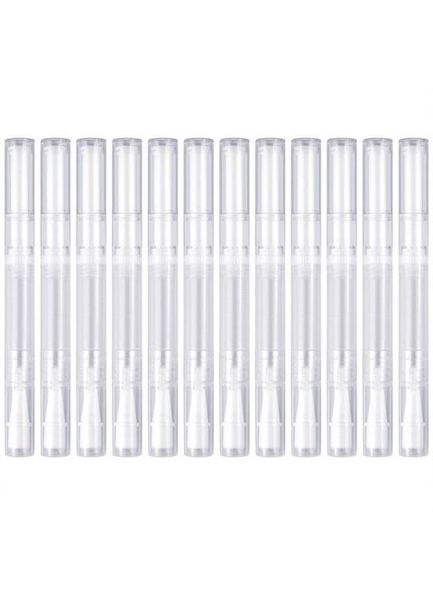 12 Pack 3 Ml Transparent Twist Pens Empty Nail Oil Pen Brush, Cuticle Oil Pen Cosmetic Lip Gloss Container Applicators