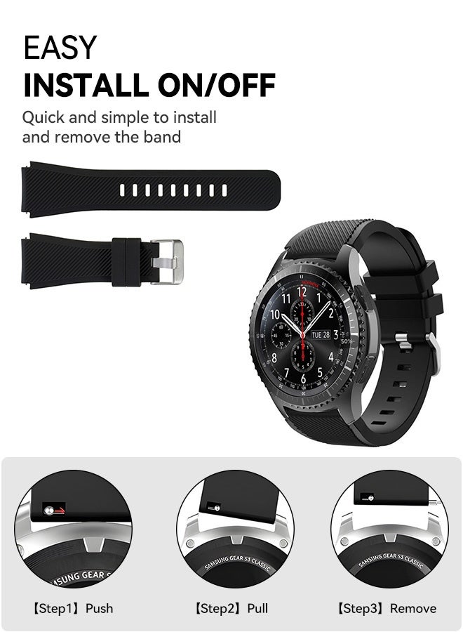Tersely Sport Band Strap for Samsung Galaxy Watch 3 45mm / Samsung Gear S3 Frontier Classic, 22mm Soft Silicone Metal Buckle Replacement Bands Sports for Galaxy Watch 46mm - Image 4