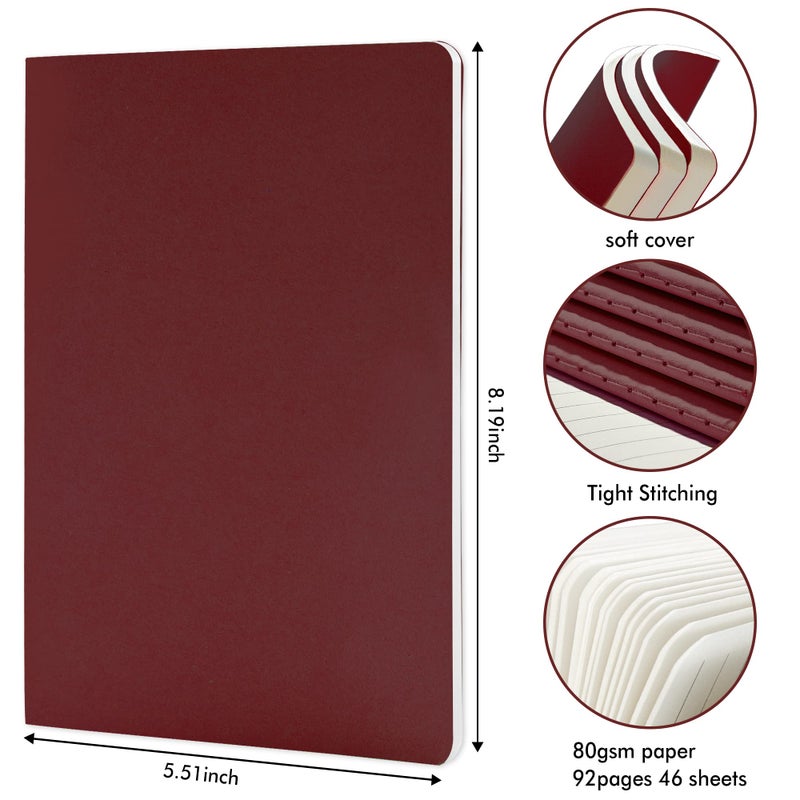Feela 36 Pack Soft Cover Journal Bulk  Feela Lined Blank Travel Journal For Women Men Writing  Notebooks College Ruled For Work  Note Taking Notebook School Business Supplies  8.2  X 5.5   A5  Wine - Image 2