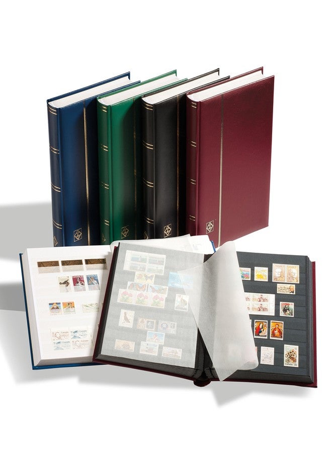 Lighthouse لايت هاوس - غلاف جلد مبطن "راحة" لكتاب الطوابع - 32 صفحة من ورق الكاردستوك الأسود A4 مع شرائط شفافة ومفصلات مزدوجة من الكتان - أخضر - Image 1