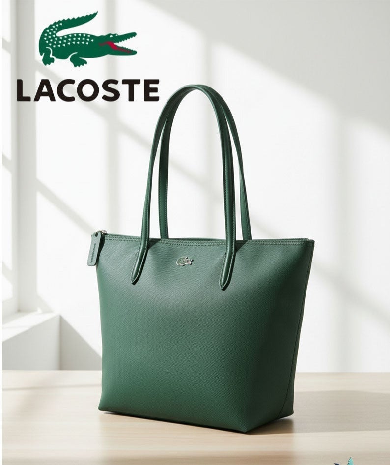 Lacoste bag Women's L12.12 Concept Fashion Versatile Large Capacity Large Size Zipper Handheld Shoulder Bag Camera Bag Tote Bag Large 35cm * 30cm * 12cm Camera Bag - Image 1