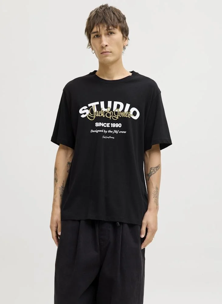 JACK & JONES Text Print Regular Fit T-Shirt