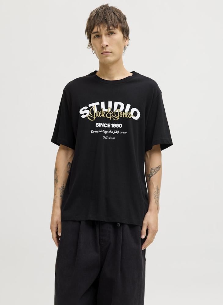JACK & JONES Text Print Regular Fit T-Shirt - Image 1