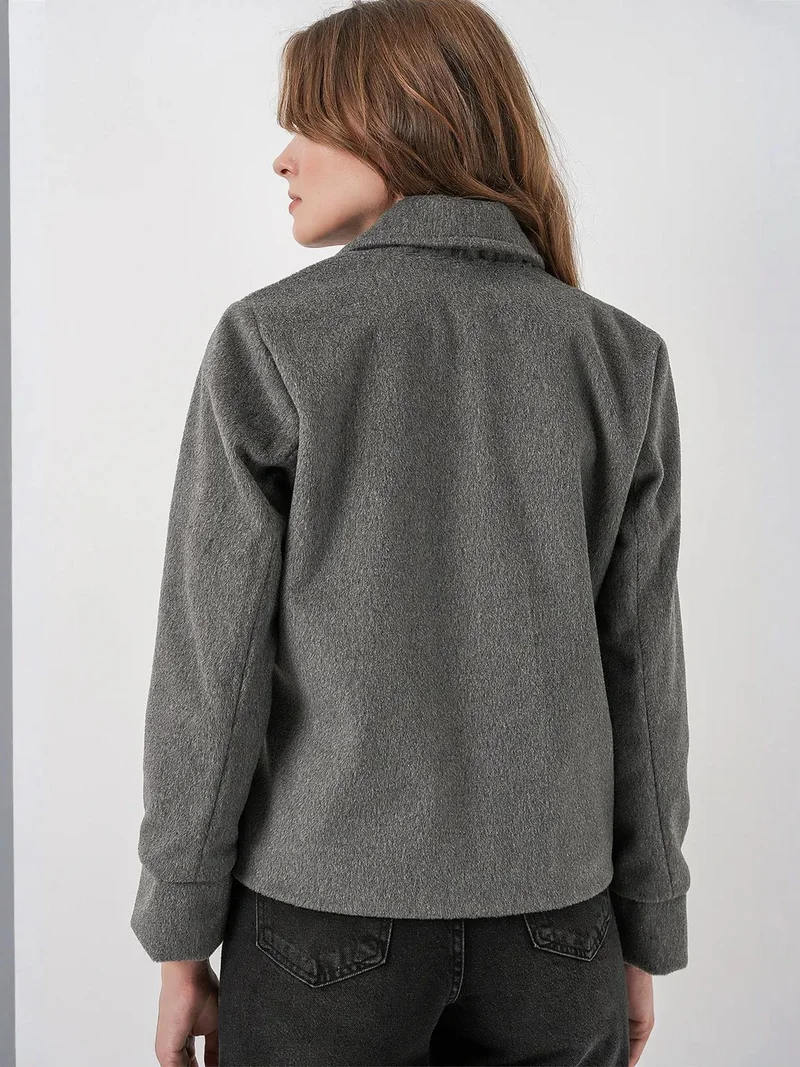 Big Dart Grey BDART Textured Double Breasted Jacket for Women | Best Price UAE