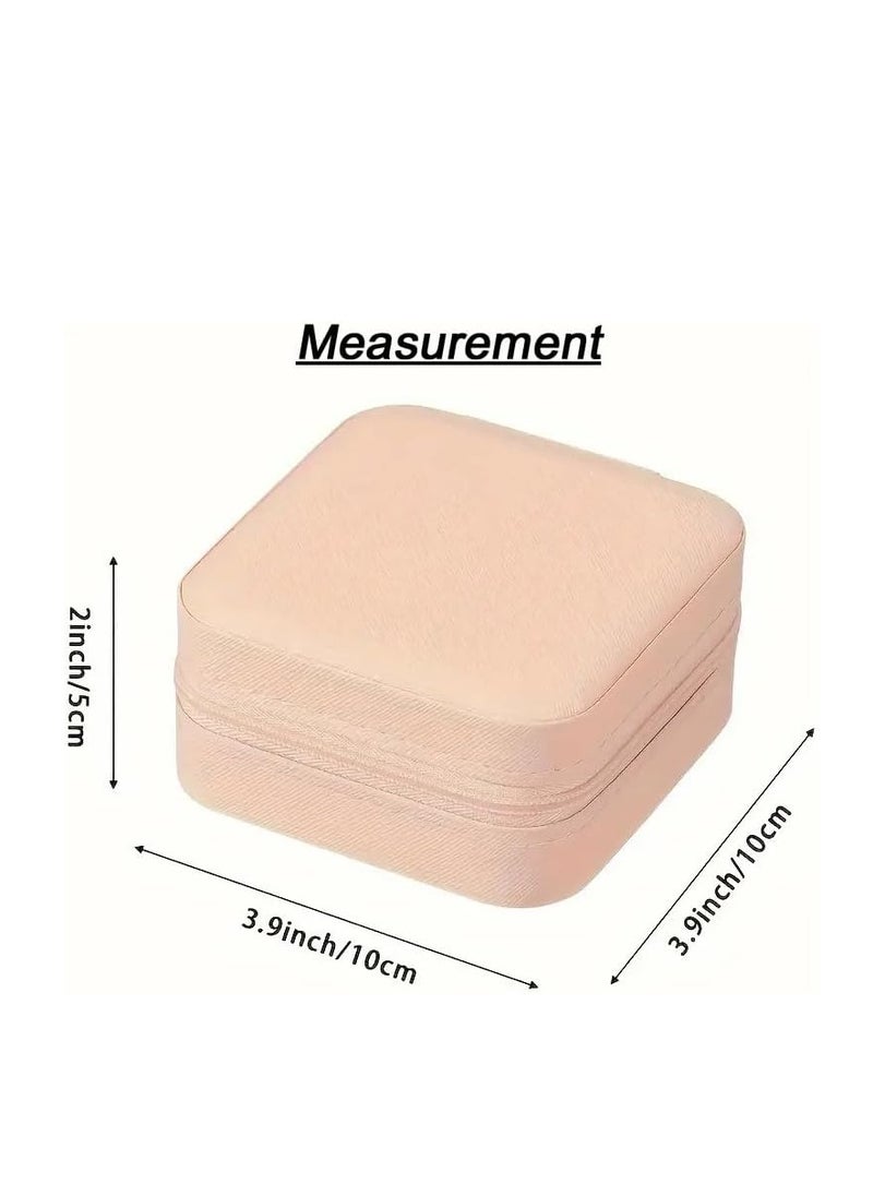 MXM - Portable Travel Jewelry Box Organizer, Double Layer, Faux Leather, Korean Style, Storage Box for Earrings, Rings, Necklaces, And Bracelets - Perfect Gift (Pink) - Image 1