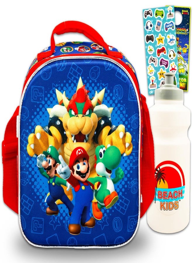 سوبر ماريو علبة غداء سوبر ماريو للأولاد - مجموعة تتضمن حقيبة غداء معزولة من سوبر ماريو، وزجاجة ماء، وملصقات، والمزيد | مجموعة لوازم مدرسية من ماريو بروس - Image 1