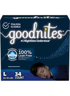 GoodNites Goodnites Nighttime Bedwetting Underwear, Boys' L (68-95 lb.), 34ct, FSA/HSA-Eligible  - Image 1