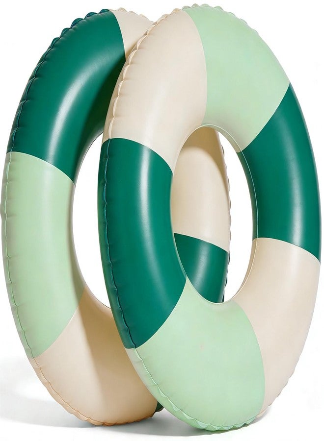 WAYTOSUC 2PCS Floats for Adults Rings Lollipop Striped Pool Float Large Swim Ring for Adults,35 Inch Classic Striped Teens Adult Inner Tubes Summer Beach Bachelorette Party (Gradient M-Green,2) - Image 1