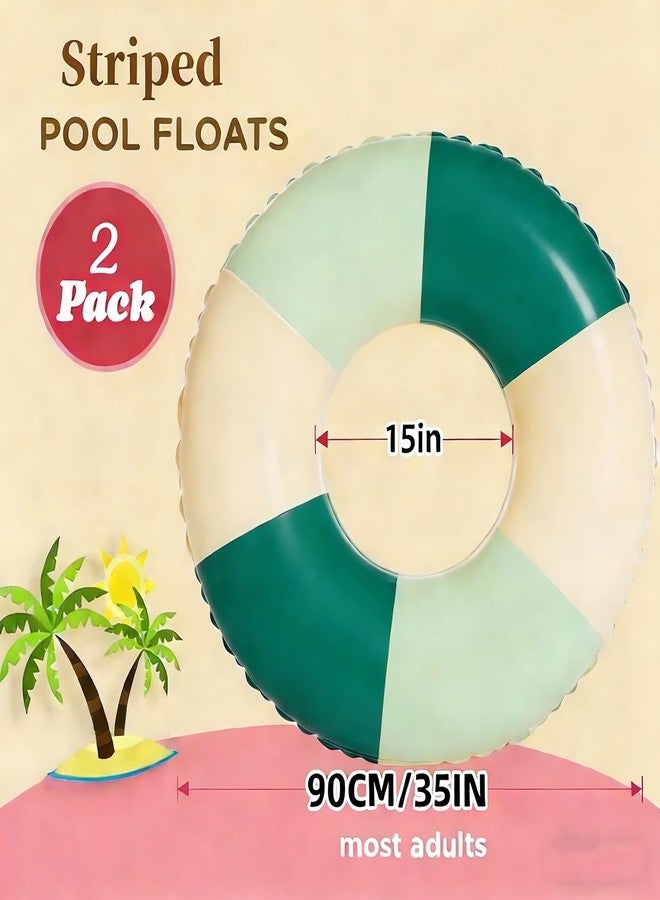 WAYTOSUC 2PCS Floats for Adults Rings Lollipop Striped Pool Float Large Swim Ring for Adults,35 Inch Classic Striped Teens Adult Inner Tubes Summer Beach Bachelorette Party (Gradient M-Green,2) - Image 2