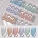 Born Pretty Cat Magnetic Eye Gel Nail Polish, Pastel Milky Cat Magnetic Gel Pastel Blue Green Purple Pink Nude Silver Nail Art Gel Manicure Salon DIY Gifts 7ML 6PCS - Image 2