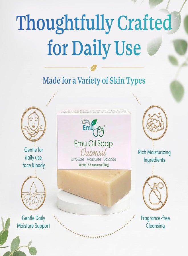 Emu Joy Emu Oil Soap with Oatmeal - Exfoliating Bar Soap - 100% Fully Refined Emu Oil & Colloidal Oatmeal - Dry, Sensitive, Eczema & Psoriasis Prone Skin - Face & Body - 3.5 oz - Image 5