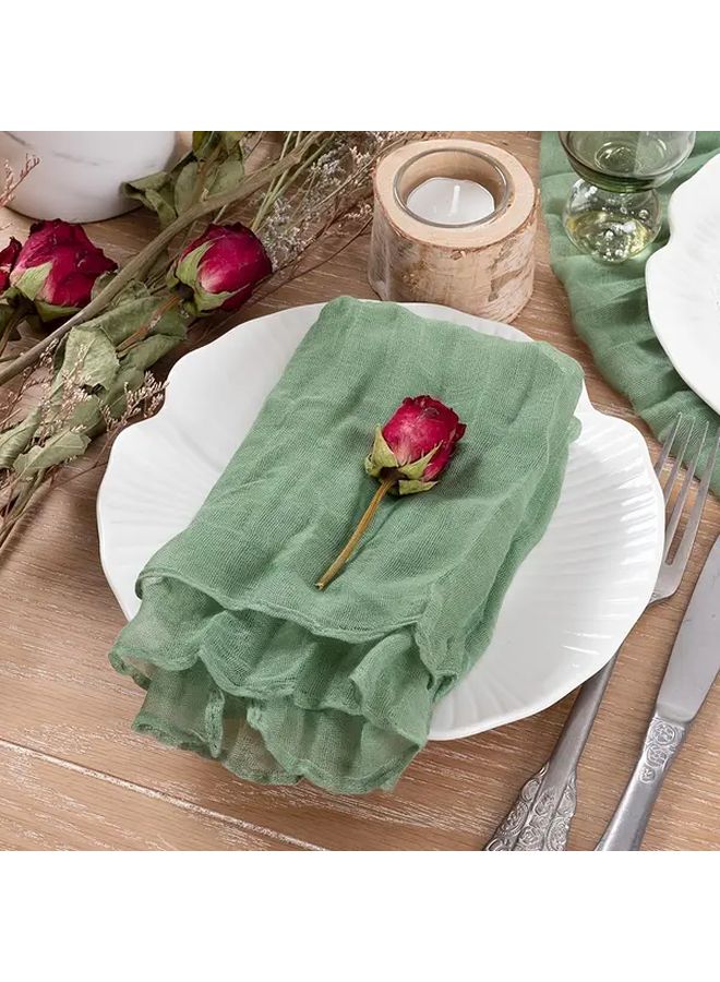8 مناديل بوليستر خضراء مجعدة مقاس 19.69 × 19.69 بوصة لحفلات الزفاف والولائم - Image 4