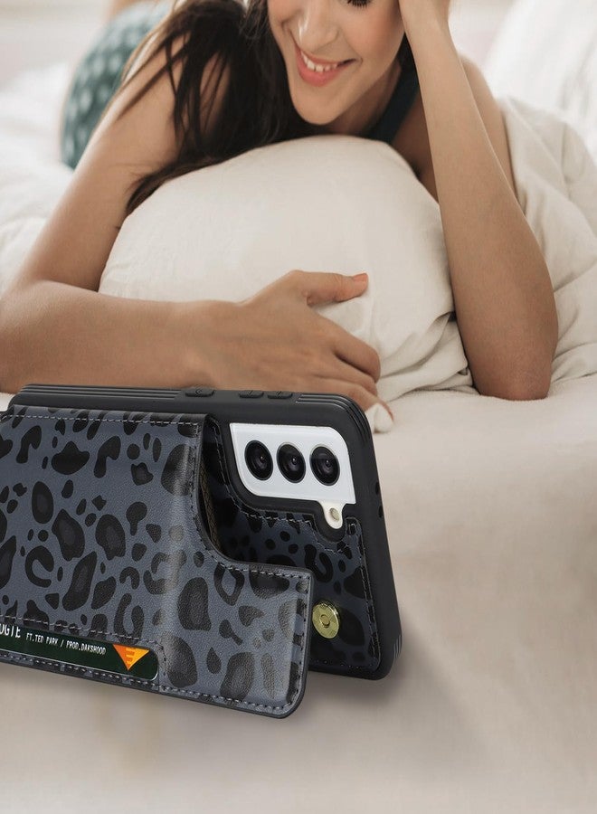 iCoverCase Compatible with Samsung Galaxy S21 Case with Card Holder, S21 Wallet Case for Women Men [RFID Blocking] PU Leather Protective Phone Case for S21 5G (Black Leopard) - Image 5