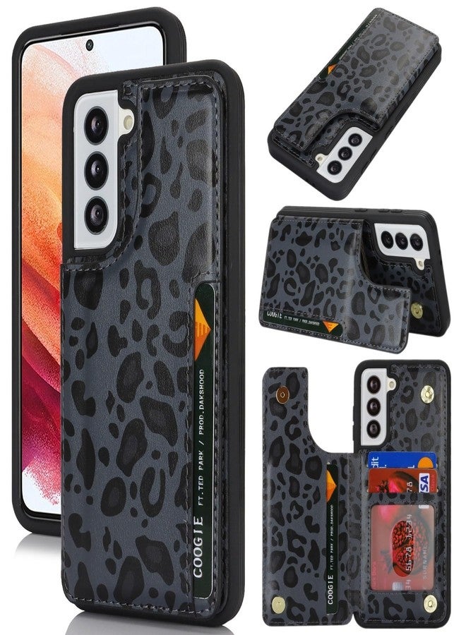 iCoverCase Compatible with Samsung Galaxy S21 Case with Card Holder, S21 Wallet Case for Women Men [RFID Blocking] PU Leather Protective Phone Case for S21 5G (Black Leopard) - Image 1
