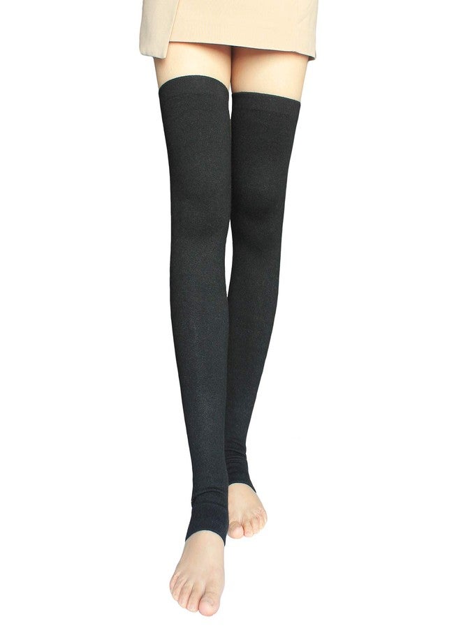 Share Maison Women's Cashmere Wool Winter Warm Knitted Over Knee High Boots Long Socks Stockings Leg Warmers (6-Black) - Image 1