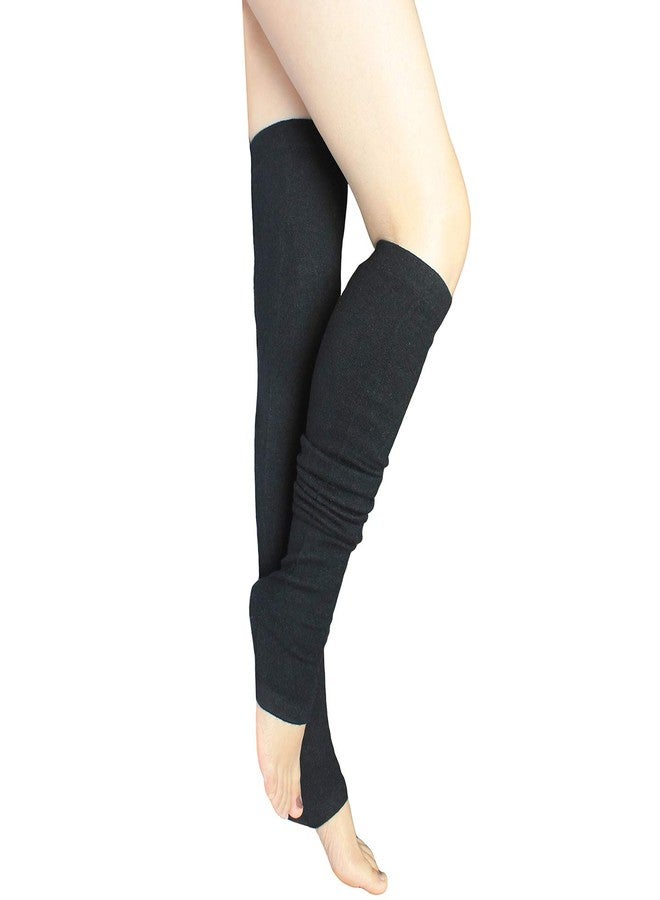 Share Maison Women's Cashmere Wool Winter Warm Knitted Over Knee High Boots Long Socks Stockings Leg Warmers (6-Black) - Image 2