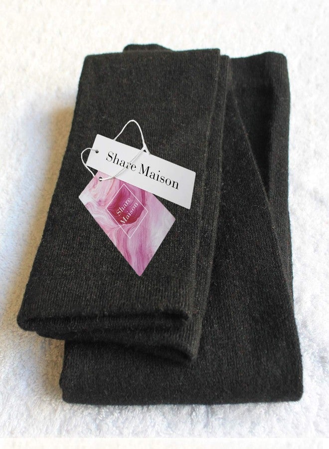 Share Maison Women's Cashmere Wool Winter Warm Knitted Over Knee High Boots Long Socks Stockings Leg Warmers (6-Black) - Image 5