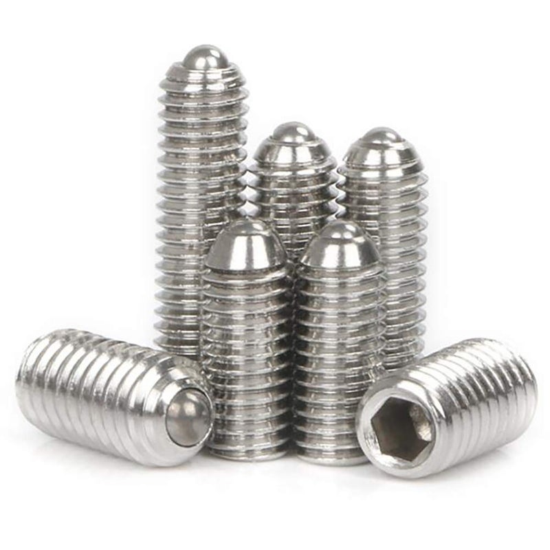 NACX M4 x 6mm Hex Socket Spring Ball Point Grub Screws, 304 Stainless Steel, 20pcs - Image 1