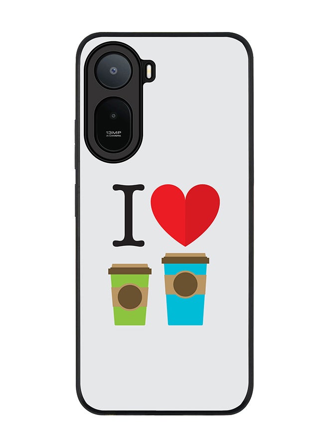 Stylizedd Rugged Case for Xiaomi Redmi A7 Pro 4G / Poco C81 / Poco C81 Pro / Poco C85x 5G- Slim Fit Hybrid Rubber Cover I Love Coffee