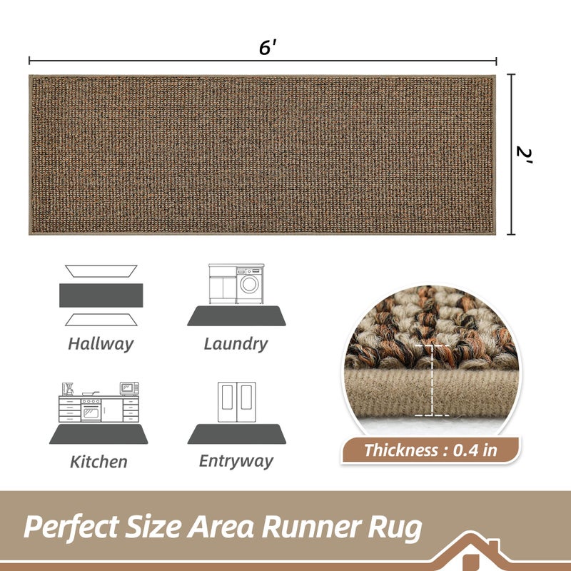BEQHAUSE Hallway Runner Rugs 2x6, Hallway Rug Non-Slip Washable(Rolled-Up NO Creases), Runner Rug Absorbent Stain Resistant Hall Rug Carpet Runner, Entryway Rugs Floor Mat Laundry Room Rugs, Taupe - Image 2