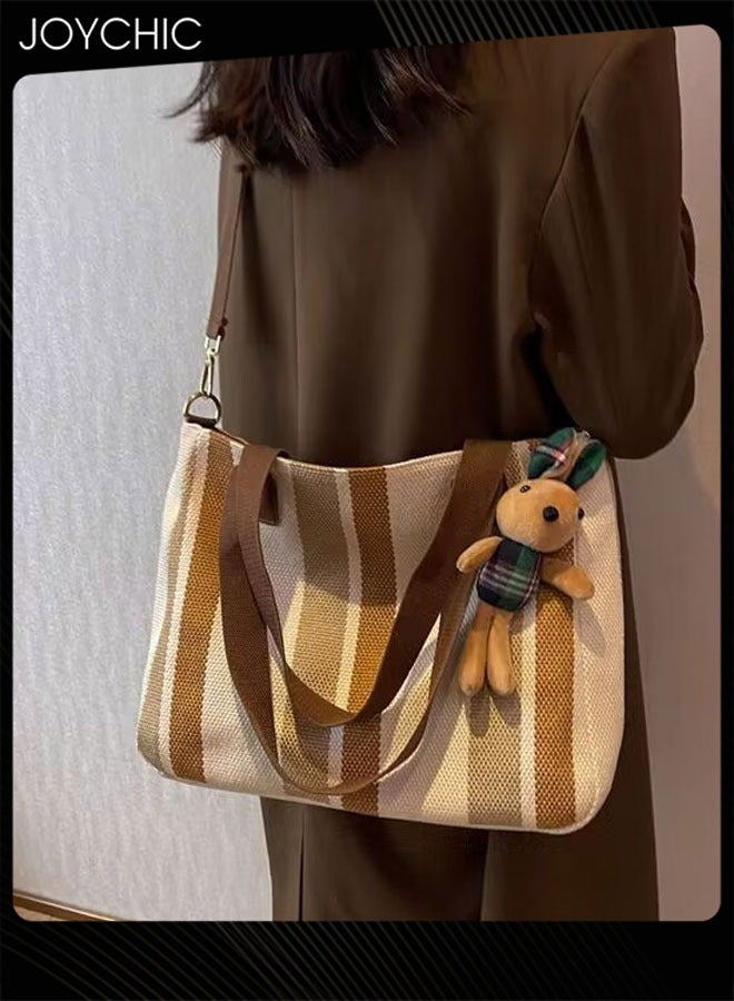 Joychic New Style Women Trend Large Capacity Shoulder Bag Ladies Leisure Commuting Tote Bag with Rabbit Pendant  - Image 2