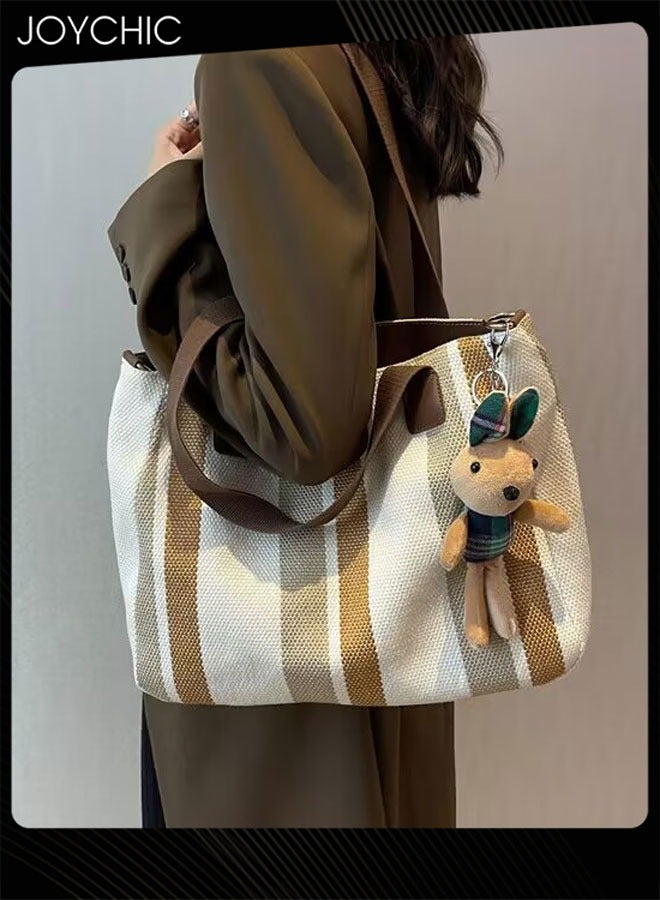 Joychic New Style Women Trend Large Capacity Shoulder Bag Ladies Leisure Commuting Tote Bag with Rabbit Pendant  - Image 3