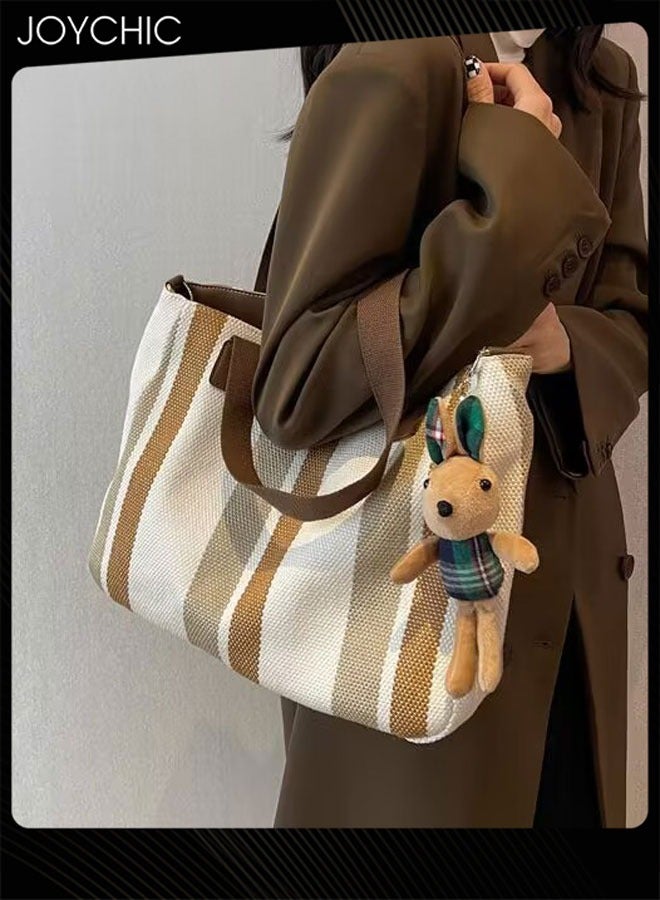 Joychic New Style Women Trend Large Capacity Shoulder Bag Ladies Leisure Commuting Tote Bag with Rabbit Pendant  - Image 4