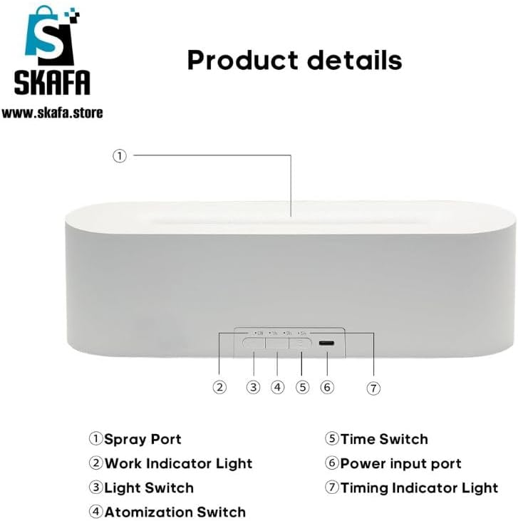 SKAFA | Flame Air Humidifier | Flame Air Diffuser | RGB Night Light Desktop USB Humidifier | Aromatherapy Essential Oil Diffuser for Home, Office & Bedroom (Auto-off-150ML) (White) - Image 1