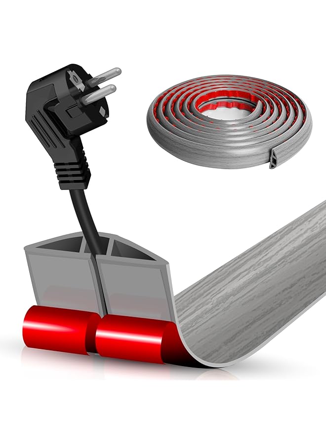 Floor Cord Cover Self Adhesive Cord Hider, 10FT Cable Management, Power Cable Cover Cord Protector, for Wires, Prevent Cable Trips for Offices, Gyms, Exhibitions Cavity, 0.39"(W) x 0.27"(H)