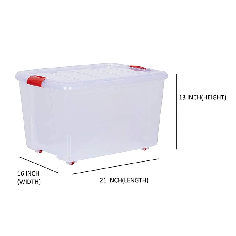 T TOPLINE Multipurpose Plastic Storage Container Box with Wheels 25 LTR Clear Transparent 1 pcs - Image 4
