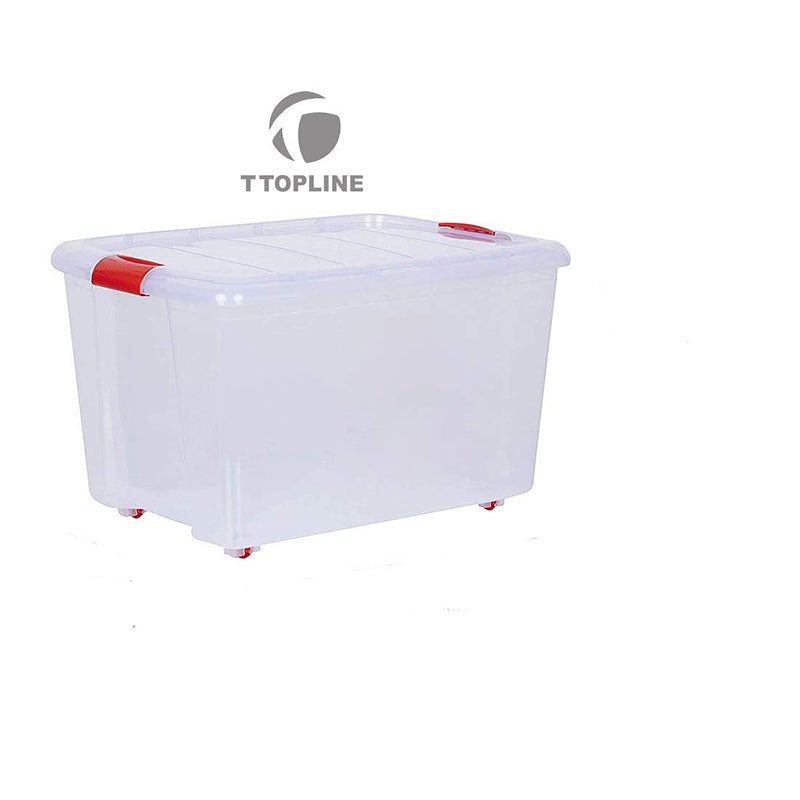 T TOPLINE Multipurpose Plastic Storage Container Box with Wheels 25 LTR Clear Transparent 1 pcs - Image 2