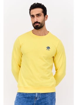 U.S. Polo Assn. Men Crew Neck Embroidered Logo Long Sleeves Sweatshirt, Yellow  - Image 1