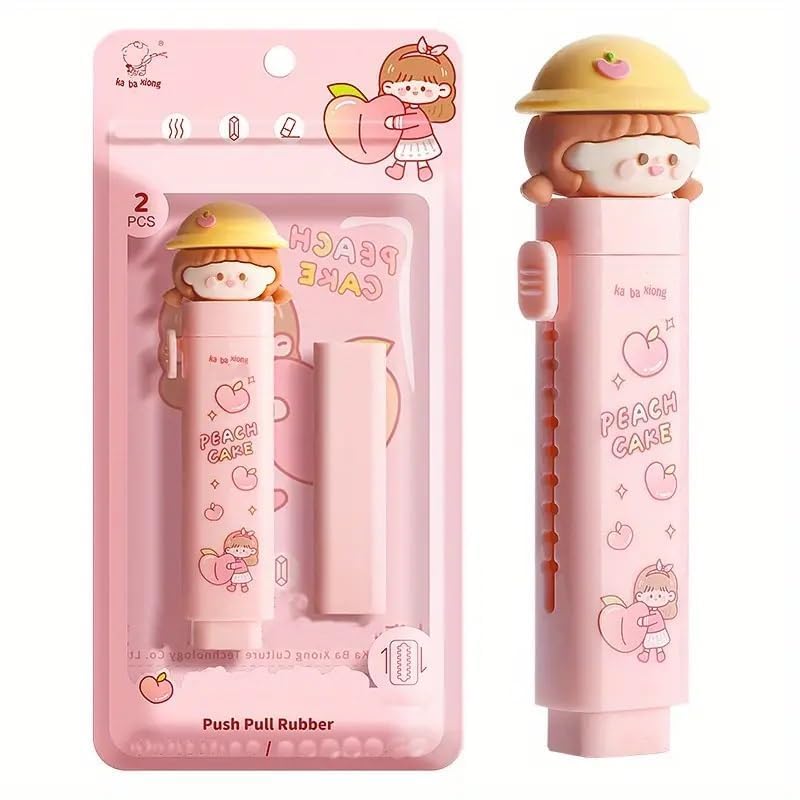 DEOXY 24 Pcs Pencil and Pack of 2 Peace Cake Design Eraser, Stationary Set, Rubber Eraser for Kids, Kawaii Erasers, Fancy Erasers for Birthday Return Gift Pencil + Peace Cake - Image 3